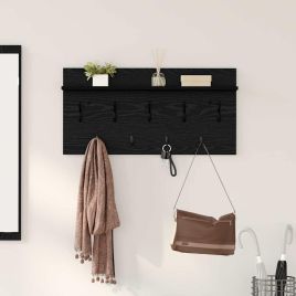 Wall-Mounted Coat Rack with Shelf Black oak 80 x 40 x 12 cm