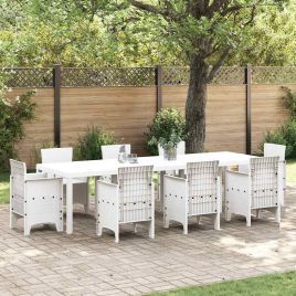 ORHEAT Garden Dining Table 300x100x73 cm Poly Rattan - White