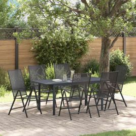 ORHEAT Garden Dining Set 7 pcs Anthracite Powder-coated Steel