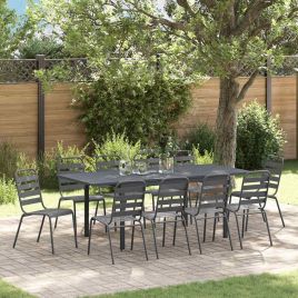 ENLBRO Garden Dining Set 11 pcs Anthracite Powder-coated Steel