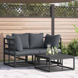 ENLBRO Garden Sofa Set 3 pcs Metal - Black