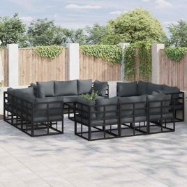 ENLBRO Garden Sofa Set 12 pcs Metal - Black