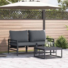 WAVUE Garden Sofa Set with Cushion 3 pcs Steel - Black