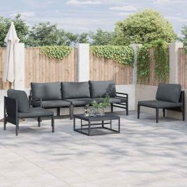 WAVUE Garden Sofa Set with Cushion 6 pcs Steel - Black
