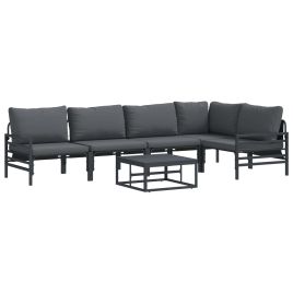 WAVUE Garden Sofa Set with Cushion 6 pcs Steel - Black