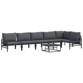 WAVUE Garden Sofa Set with Cushion 7 pcs Steel - Black