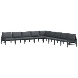 WAVUE Garden Sofa Set with Cushion 9 pcs Steel - Black