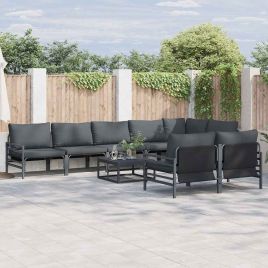 WAVUE Garden Sofa Set with Cushion 8 pcs Steel - Black