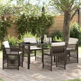 TELVALE Garden Dining Set 5 pcs Powder-Coated Steel - Brown