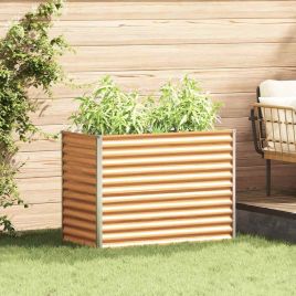 OLHCOVE Garden Raised Bed Light 98x50x68 cm Galvanised Steel - Brown