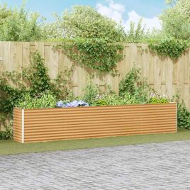 OLHCOVE Garden Raised Bed Light 390x50x68 cm Galvanised Steel - Brown