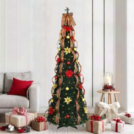 KRISEN Artificial Christmas Tree with 200 LEDs Green 210 cm PVC