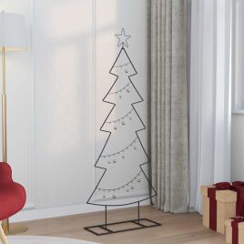FLIXNOR Metal Christmas Tree with Stand Black 150 cm Steel