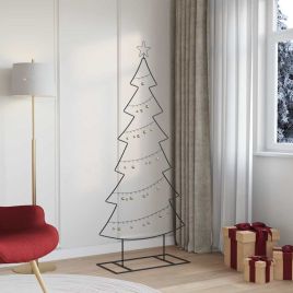 FLIXNOR Metal Christmas Tree with Stand Black 180 cm Steel