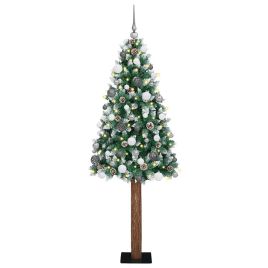 EMBERLY Slim Christmas Tree with 300 LEDs Green and White 180 cm