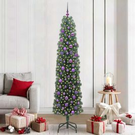 CLOVYN Artificial Christmas Tree with 300 LEDs with Stand Green 210 cm
