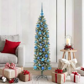 EMVER Artificial Slim Christmas Tree Green and white 150 cm