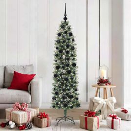 EMVER Artificial Slim Christmas Tree Green and white 180 cm
