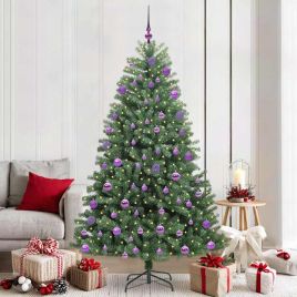 BLINCA Artificial Hinged Christmas Tree Green 210 cm PVC and Metal