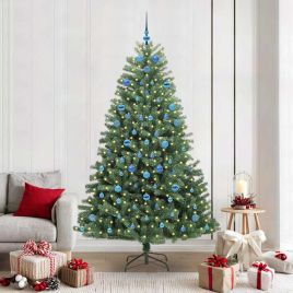 BLINCA Artificial Hinged Christmas Tree Green 210 cm PVC and Metal