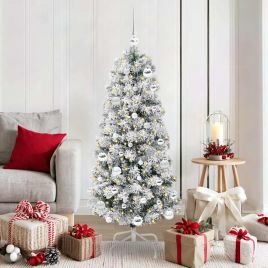 BLINCA Artificial Hinged Christmas Tree Green and white 150 cm