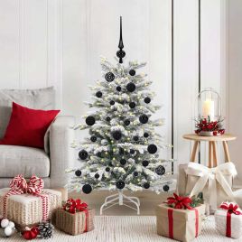 BRILAN Artificial Hinged Christmas Tree White 120 cm PE and PVC