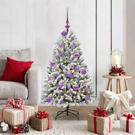 BRILCA Artificial Christmas Tree Green and White 120 cm PVC and Metal