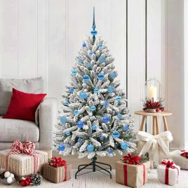 BRILCA Artificial Christmas Tree Green and White 150 cm PVC and Metal