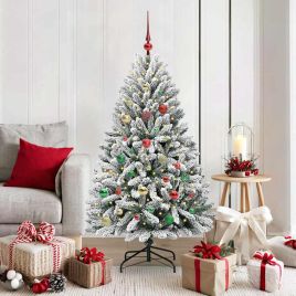BRILCA Artificial Christmas Tree Green and White 150 cm PVC and Metal