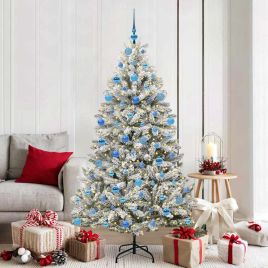 BRILCA Artificial Christmas Tree Green and White 180 cm PVC and Metal