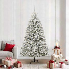 BRILCA Artificial Christmas Tree Green and White 210 cm PVC and Metal