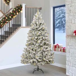 BRILCA Artificial Christmas Tree Green and White 240 cm PVC and Metal