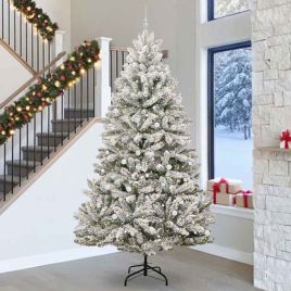 BRILCA Artificial Christmas Tree Green and White 300 cm PVC and Metal
