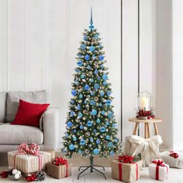 BRINLO Artificial Christmas Tree with 300 LEDs with Stand Green 180 cm
