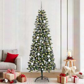BRINLO Artificial Christmas Tree with 300 LEDs with Stand Green 210 cm