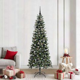 BRINLO Artificial Christmas Tree with 300 LEDs with Stand Green 210 cm