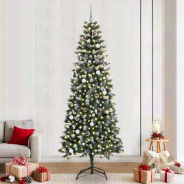 BRINLO Artificial Christmas Tree with 300 LEDs with Stand Green 240 cm