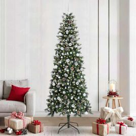 BRINLO Artificial Christmas Tree with 300 LEDs with Stand Green 240 cm