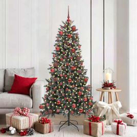 BRINLO Artificial Christmas Tree with 300 LEDs with Stand Green 180 cm