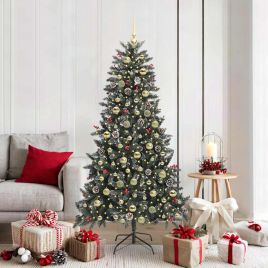BRINLO Artificial Christmas Tree with 300 LEDs with Stand Green 180 cm
