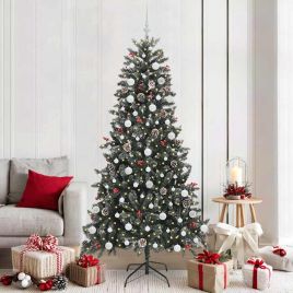 BRINLO Artificial Christmas Tree with 300 LEDs with Stand Green 210 cm