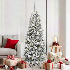 BRISKA Artificial Christmas Tree with 300 LEDs with Stand White 180 cm
