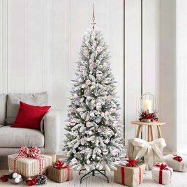 BRISKA Artificial Christmas Tree with 300 LEDs with Stand White 180 cm