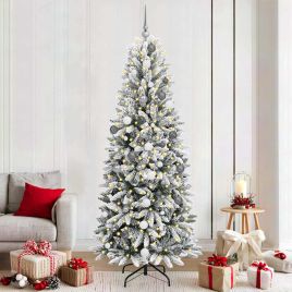 BRISKA Artificial Christmas Tree with 300 LEDs with Stand White 210 cm