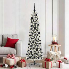 FIRDEN Artificial Christmas Tree with 300 LEDs Green and white 180 cm