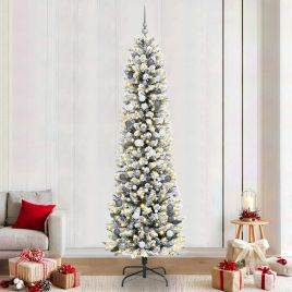 FIRDEN Artificial Christmas Tree with 300 LEDs with Stand White 240 cm