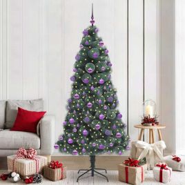 FIRDEN Artificial Pre-lit Christmas Tree with Ball Set Green 210 cm