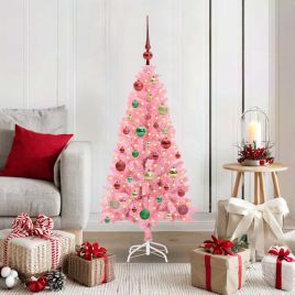 CINDOR Christmas Tree with 150 LEDs with Stand Pink 120 cm PVC