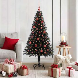 CINDOR Christmas Tree with 150 LEDs with Stand Black 150 cm PVC
