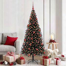CINDOR Christmas Tree with 300 LEDs with Stand Black 180 cm PVC